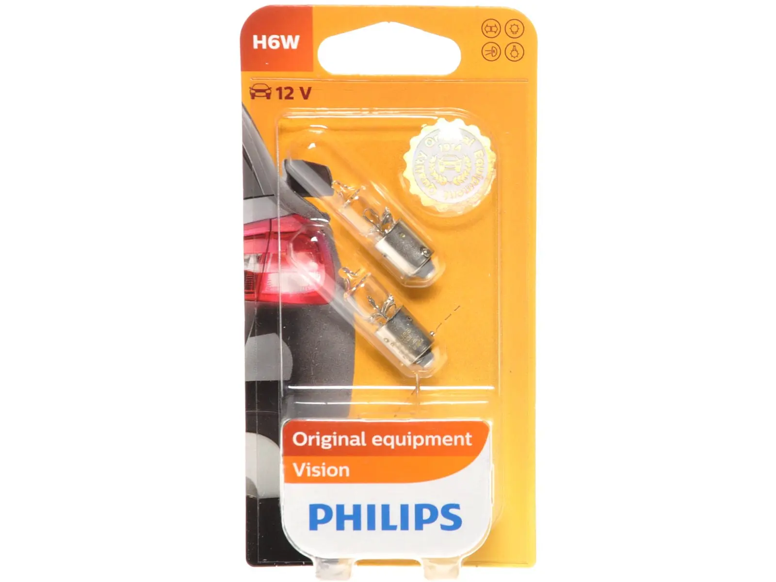 PHILIPS Vision H6W, 12V, 6W, weiss, duo